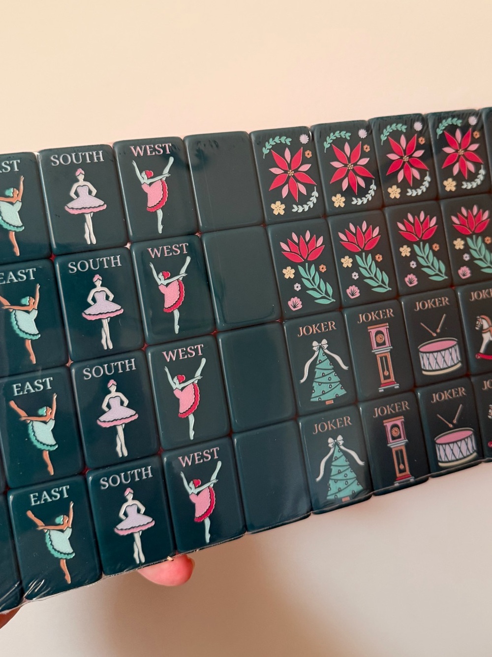 Dark Teal Nutcracker Christmas Holiday Themed American Mahjong Tiles - NEW